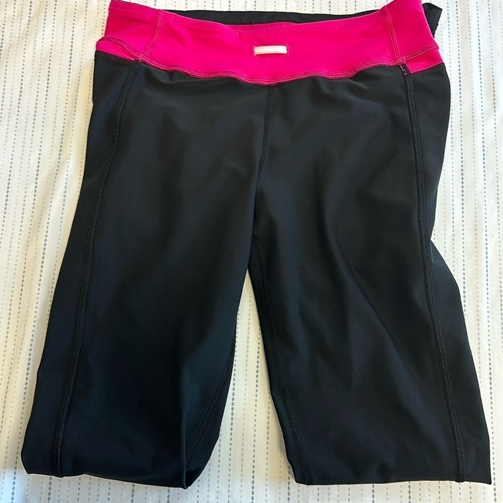 Ivivva by Lululemon Girls Size 14 Black Pink Ruched Yoga Leggings